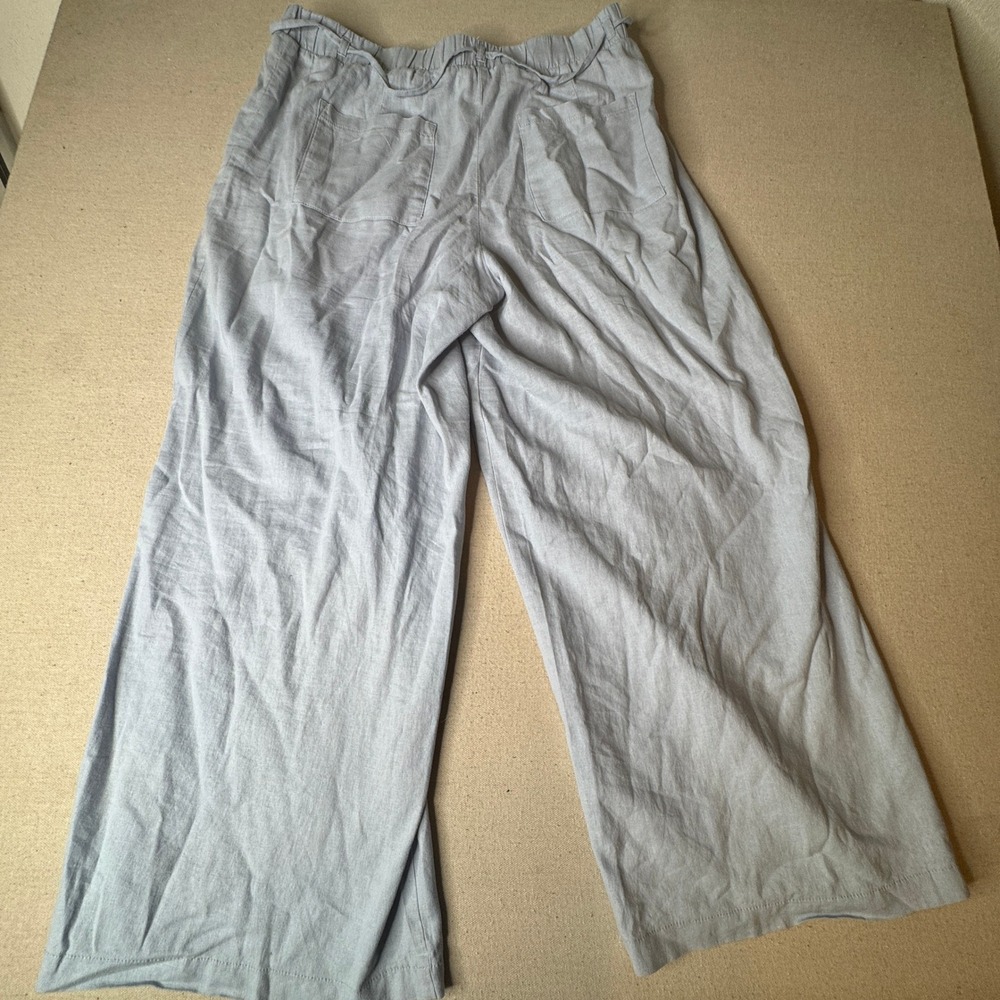 Jules & Leopold Casual Light Blue Linen Blend Wide Leg Drawstring Pants Large - Picture 3 of 8